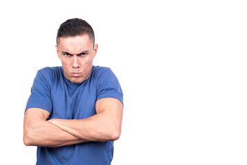 Fototapeta premium Man gesturing that he is upset crossing his arms