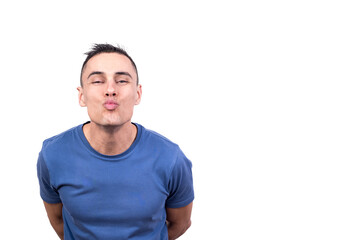 Obraz premium Portrait of a smiling man blowing a kiss