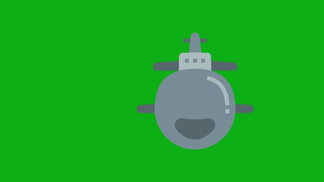 Naval mine bomb green screen chromakey background 2d animated cartoon animation sea weapon explosive military defense underwater threat concept icon loops smoothly on chroma key