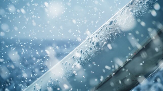 Detailed closeup image of snowcovered wind turbine blade Canon EOS R5 85mm