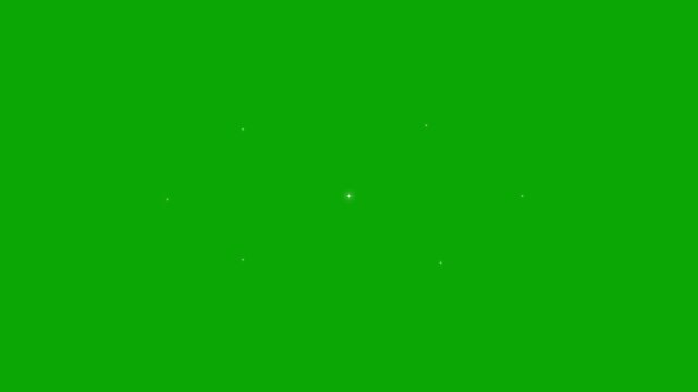 Magical twinkling stars animation, glitter sparkle lights, glowing white particles, greenscreen background, retro cartoon vector style, seamless 4k motion graphics video,white cartoon flat 
