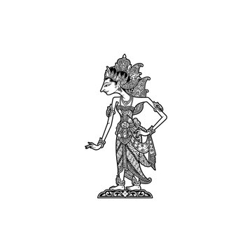 Traditional Javanese Wayang Kulit shadow puppet character illustration 1.