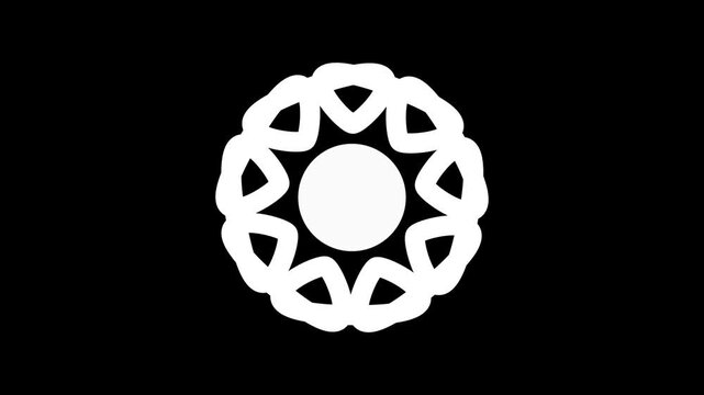 Abstract Geometric Flower Mandala Pattern White Line Art Motion Graphics