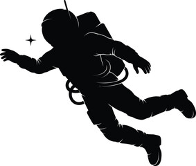 black vector silhouette of an astronaut  © SUBORNAKHANDAKAR