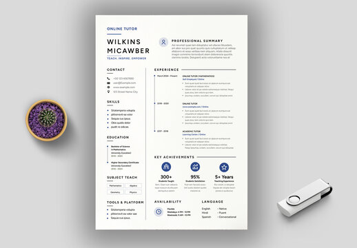 Online Tutor Resume Template