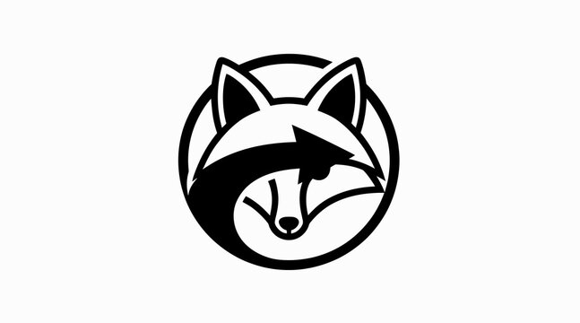 Minimalist Fox Head Logo Design in Black and White.