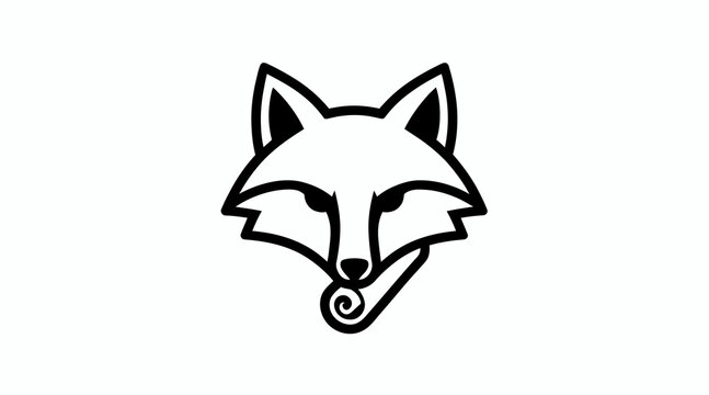 Minimalist black and white fox head illustration.