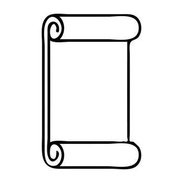 Scroll icon is rendered as a simple black and white outline drawing for minimalist interface design.