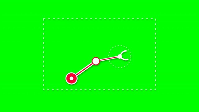 Robotic arm 2D schematic animation on green screen 4k