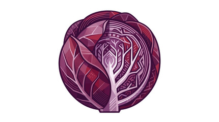 Obraz premium Red Cabbage Pixel Art Illustration, Fresh Vegetable, Healthy Food
