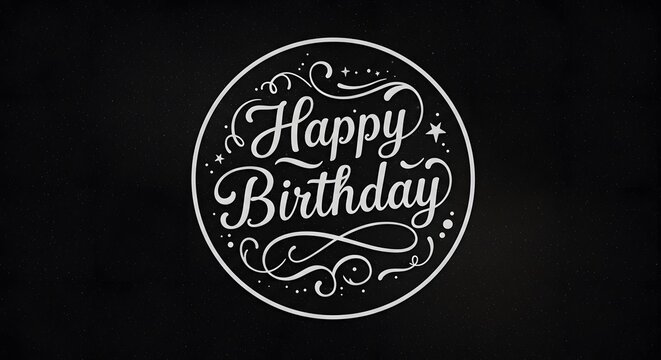 Happy Birthday Greeting Card with Elegant White Text on Dark Background for Celebration