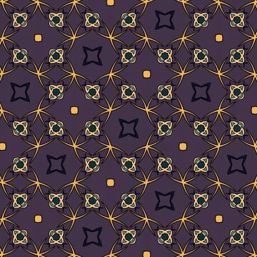 Complex Interlacing Shapes on Rich Purple Background