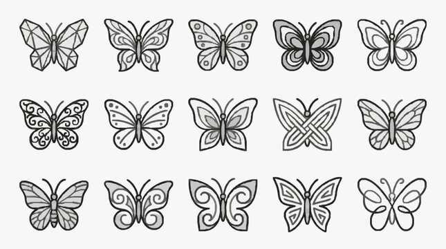 Elegant Blackline Butterfly Patterns Collection.