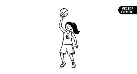 Female Basketball Player Jumping to Shoot Ball © Lum