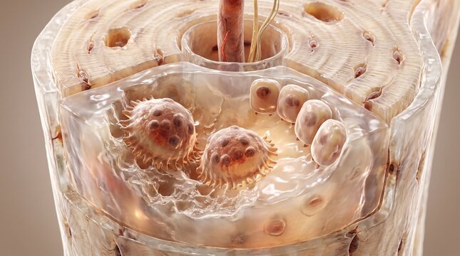 3D Anatomical Illustration of Bone Remodeling by Osteoclasts