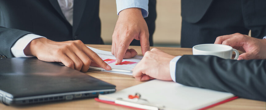 Banner business person meeting Diversity multiethnic team group of business people Present meeting conference room brainstorm. Asian Teamwork collaborate private equity trust partner copy space