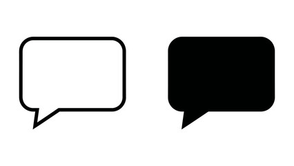 Fototapeta premium Speech Bubble Icons: A set of two speech bubble icons, one in black and one outlined in white, representing communication and dialogue, perfect for web and graphic design projects.