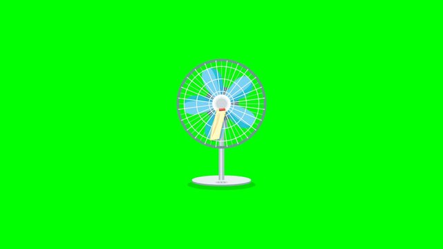 Electric Fan Spinning with Fluttering Paper Note Green Screen Vector Animation Loop