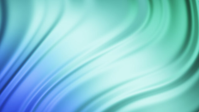 Smooth blue and green wavy fabric texture abstract background with abstract