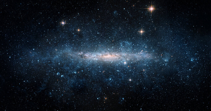 Galaxy in deep space surrounded by stars and cosmic dust. Astronomical collage showing the structure of the universe, galaxies, star systems. Elements of this image furnished by NASA.