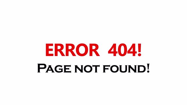 error 404 page not found animation on transparent background in 4K animation with alpha channel page not found error animation 