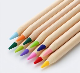 Obraz premium Close-up of sharpened colored pencils arranged diagonally