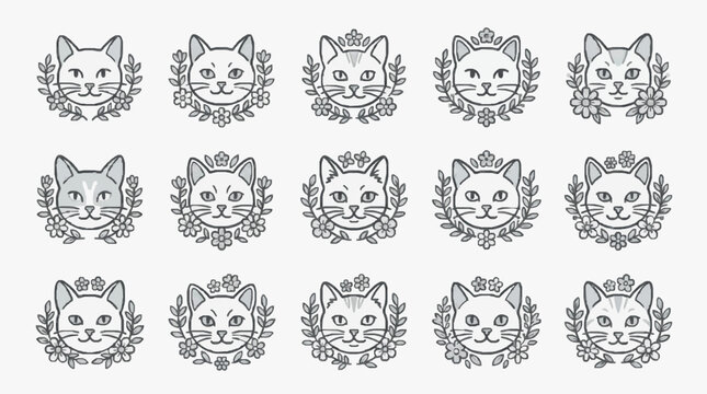 Elegant Cat Medallion Designs Collection.