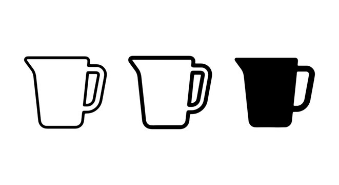 Measuring Cup Icons, Kitchen Utensil Vector Set, Cooking Tool Graphics, Simple Outline & Solid Fill