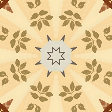 Stylish sunburst pattern with leaf accents in beige