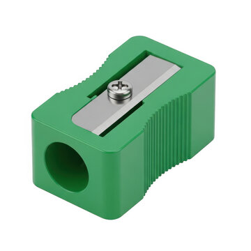 Green pencil sharpener with shavings