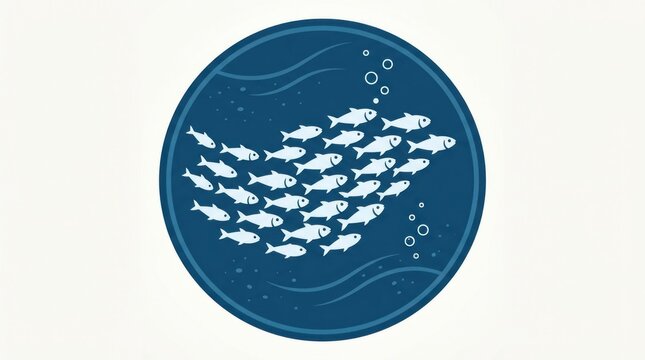 School of white fish swimming together.