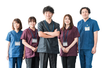 Fototapeta premium Doctors, caregivers, and chiropractors (men and women) wearing scrubs