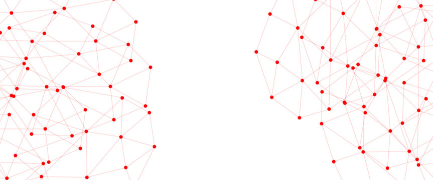 Abstract red plexus network background, geometric molecular connection lines on white, digital technology data structure vector