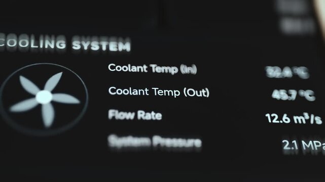 Fusion Plant Cooling System Panel with Flow Rate and System Pressure