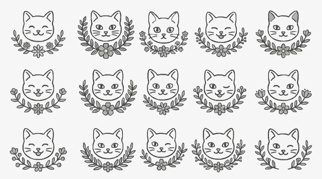 Elegant Cat Silhouettes with Floral Accents.