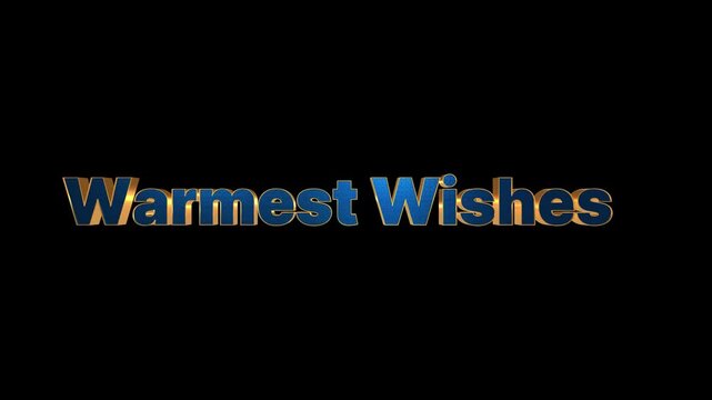 Three dimensional warmest wishes text animation rotating against bright solid chroma key green screen background