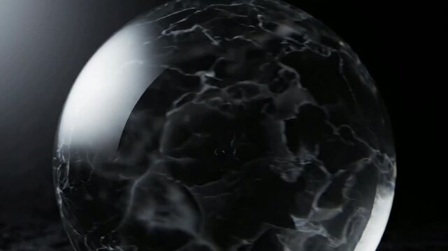 Abstract crystal sphere with liquid caustics light refraction on dark background, 3 d motion for luxury branding and tech backgrounds png. ai generated