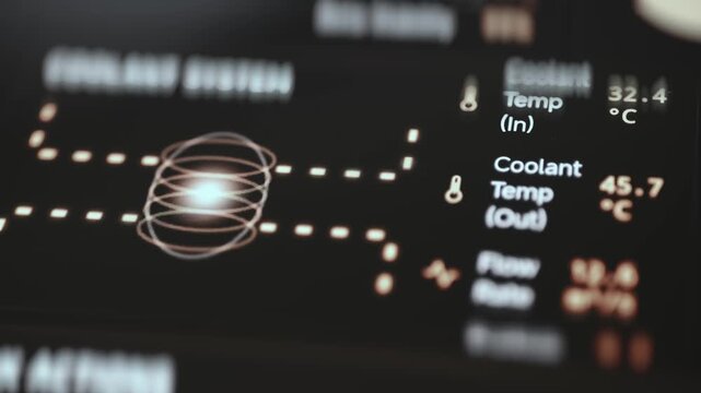 Fusion Reactor Coolant Temperature Readout on Cooling System Dashboard