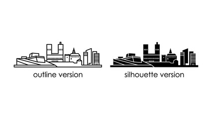 Fototapeta premium Cityscape outline and silhouette