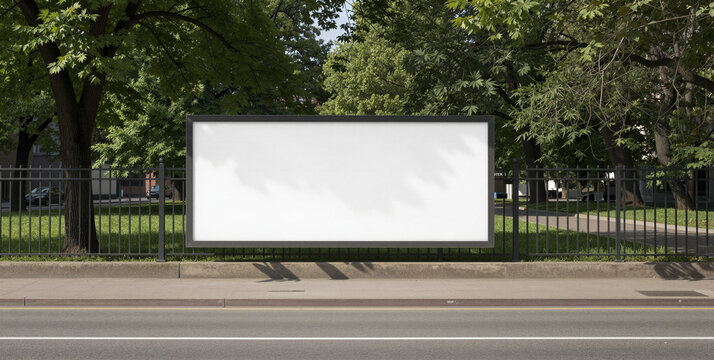Blank Billboard Mockup Template Fence Street Sign Marketing Promotion Advertisement