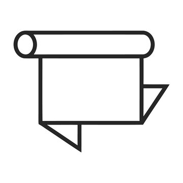 Scroll banner icon presents a classic parchment paper design in a bold black outline format.