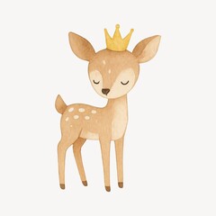 Fototapeta premium Cute crowned deer illustration.