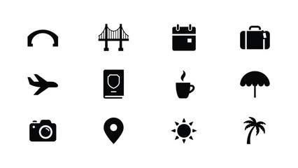 Minimalist travel with high contrast collection nine minimalist icons representing travel exploration themes against neutral background displays clean high © Suranjana