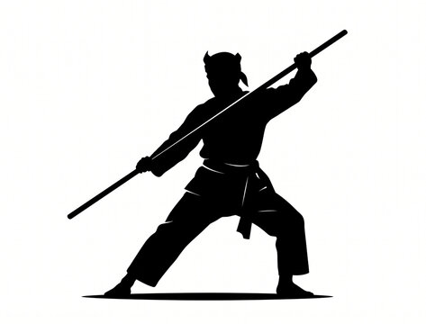 silhouette illustration of a pencak silat player