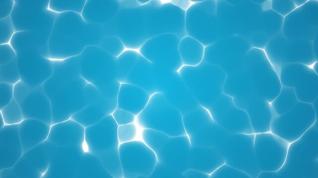 Bright blue water surface texture with caustic light reflections and ripples. Seamless loop