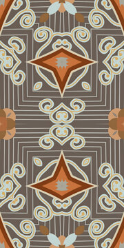 Intricate vintage-inspired swirling design in brown