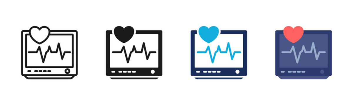 Heart Monitor icon set multiple style collection