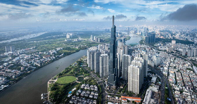 Aerial view of the skyline of Ho Chi Minh City, Vietnam