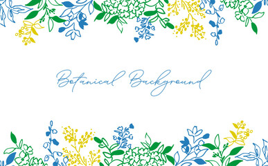 Obraz premium Modern Botanical Background with Doodle-Style Minimal Line Art for Banners, Headers, and Shop Cards