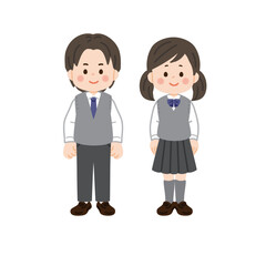 Fototapeta premium ベストの制服を着て立っている学生